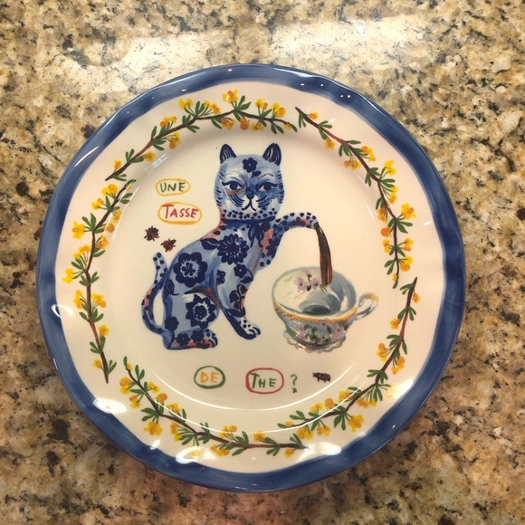 Anthropologie Nathalie Lete Accents Anthropologie Nathalie Lete Cat Teapot Plate Euc Poshmark